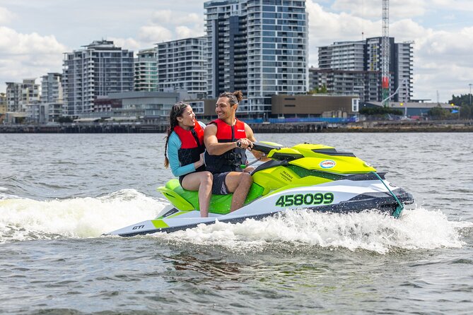 Don't just Visit Brisbane - Experience our Moreton Bay Safari - Learning the jet ski before the ride
