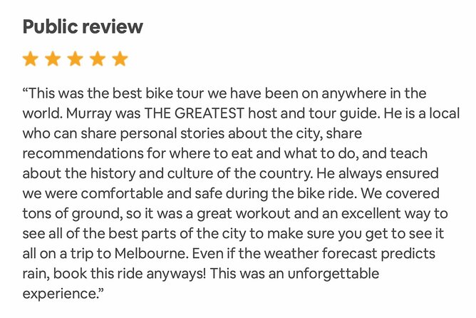 Famous Melbourne City Bike Tour - Sports precinct: MCG and Rod Laver Arena