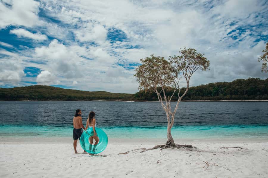 From Noosa: K'gari (Fraser Island) Small-Group Tour - The sandy highway and the first island views