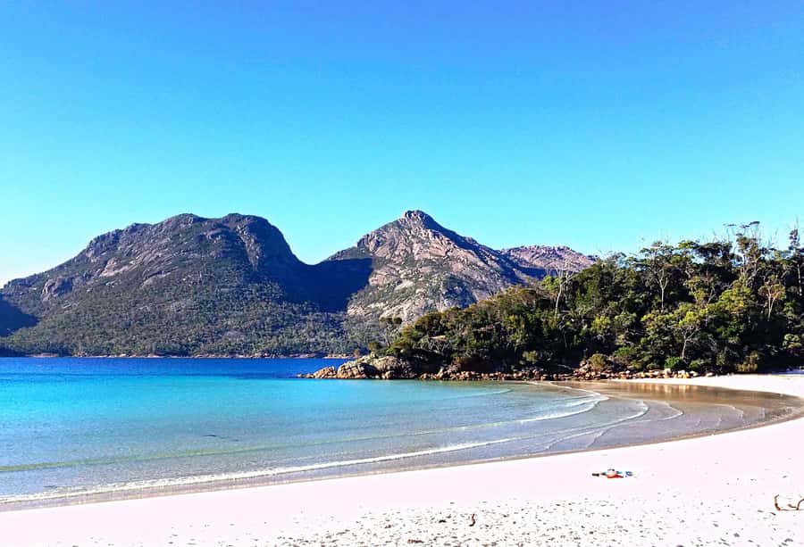 Hobart: Wineglass Bay, Freycinet Park, and Richmond Tour - Raspins Beach and views toward Maria Island