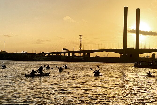 Melbourne Sunset Kayaking Experience with Dinner - Paddling toward Princess Bridge after sunset