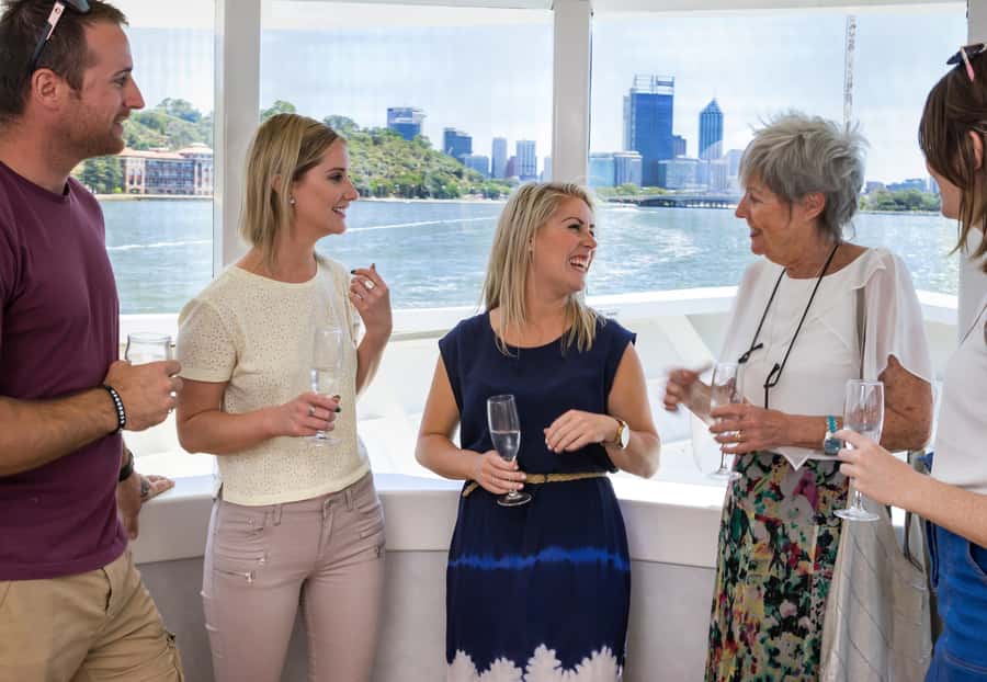 Perth: Swan River Lunch Cruise - The bar, seating, and onboard feel