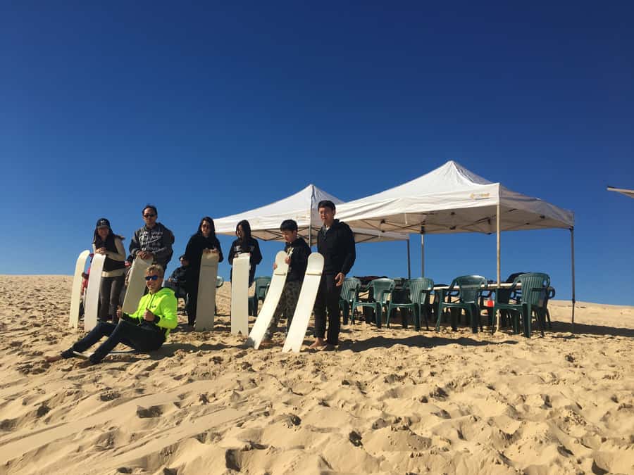Port Stephens: Unlimited Sandboarding with 4WD Dune Transfer - Shade, snacks, and panoramic dune views