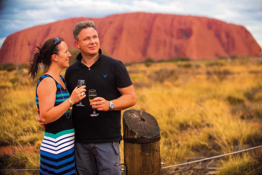 Uluru 1.5-Hour Sunset Tour with Sparkling Wine & Cheeseboard - Leaving Ayers Rock Resort for the Red Centre