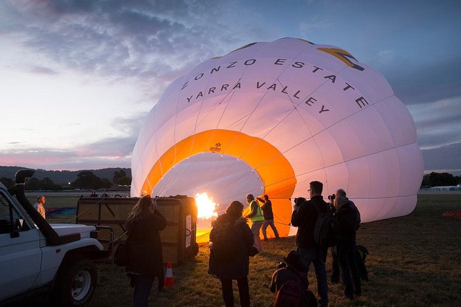 Yarra Valley Sunrise Balloon Flight with GoPro Photos - Helping inflate the balloon before sunrise